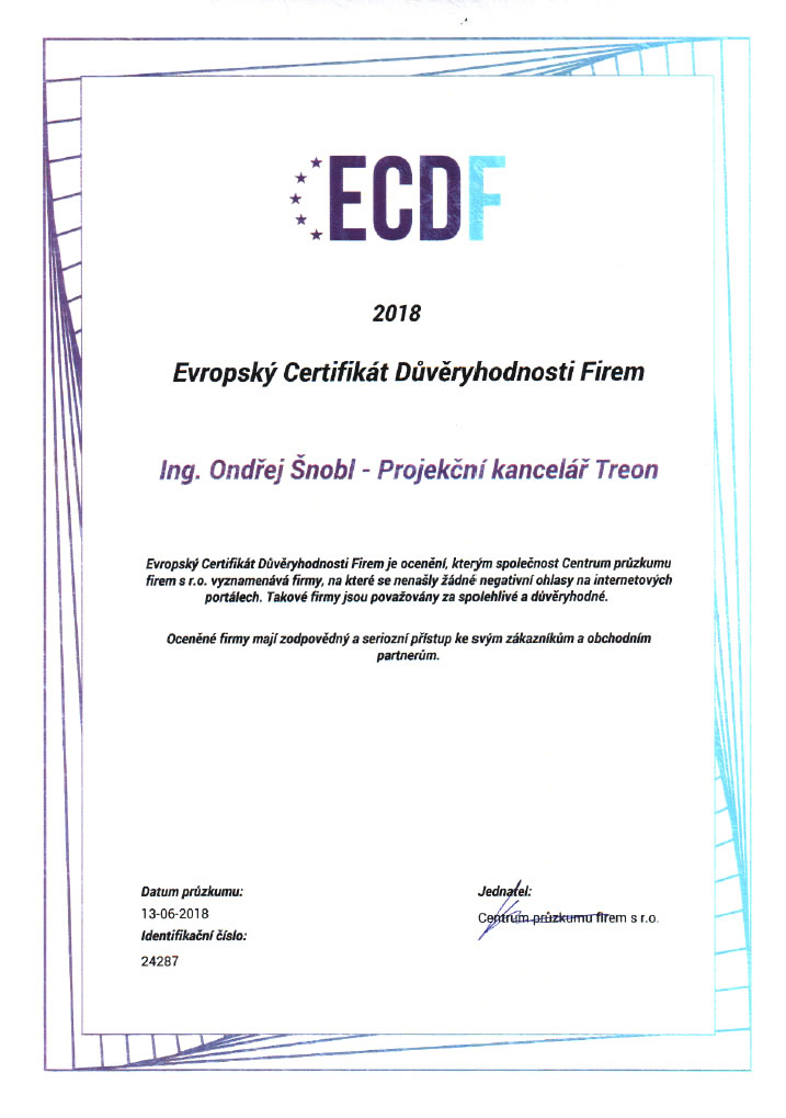 Treon - certifikát ECDF
